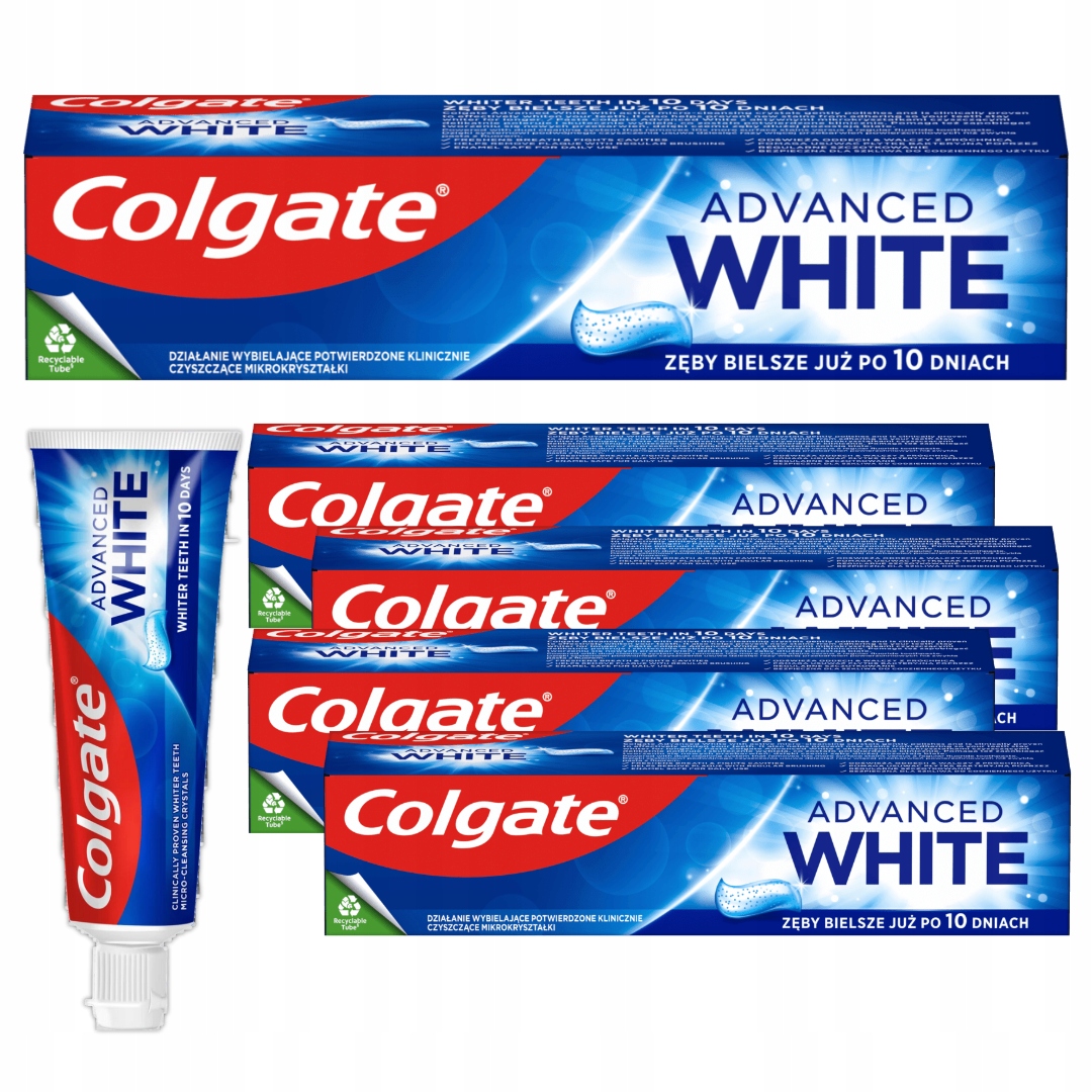 Pasta Do Zębów Colgate Advanced White Przywraca Naturalną BIEL 75 ml x 5