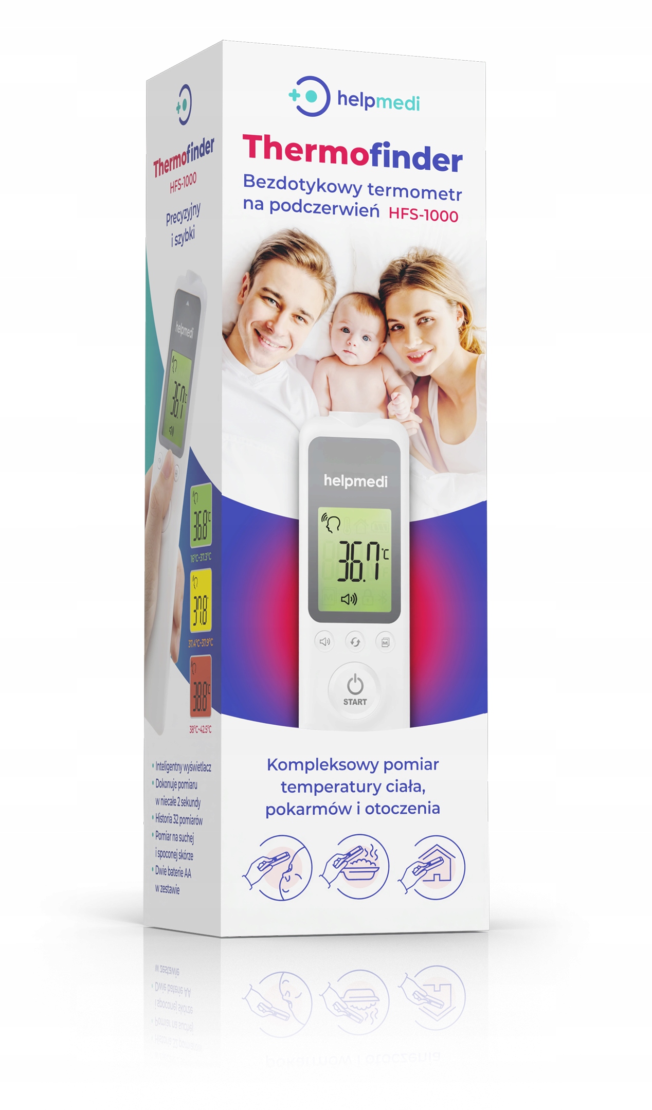 Termometr bezdotykowy HelpMedi Thermofinder biały