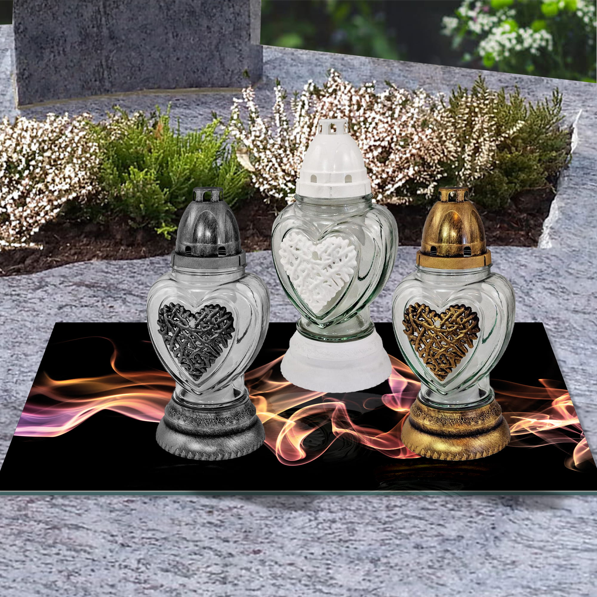 SZKLANA PODSTAWKA POD ZNICZE 60x20cm Dym róż 66c Materiał szkło hartowane