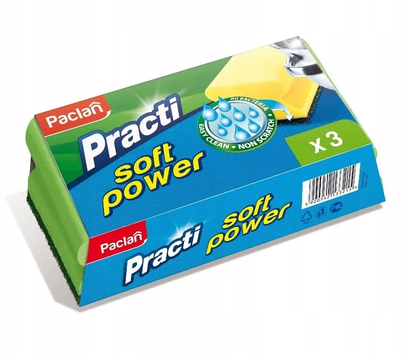 

Paclan Practi Gąbka zmywak kuchenny do naczyń 3szt