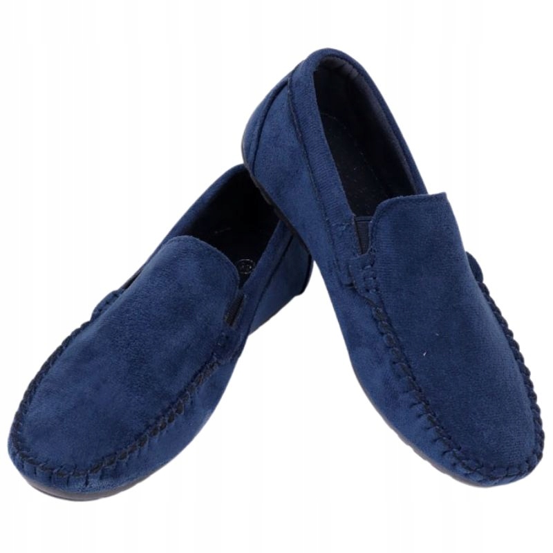 CHŁOPIĘCE MOKASYNY ZAMSZOWE CHARBOWE NA KOMUNIĘ Kolor niebieski