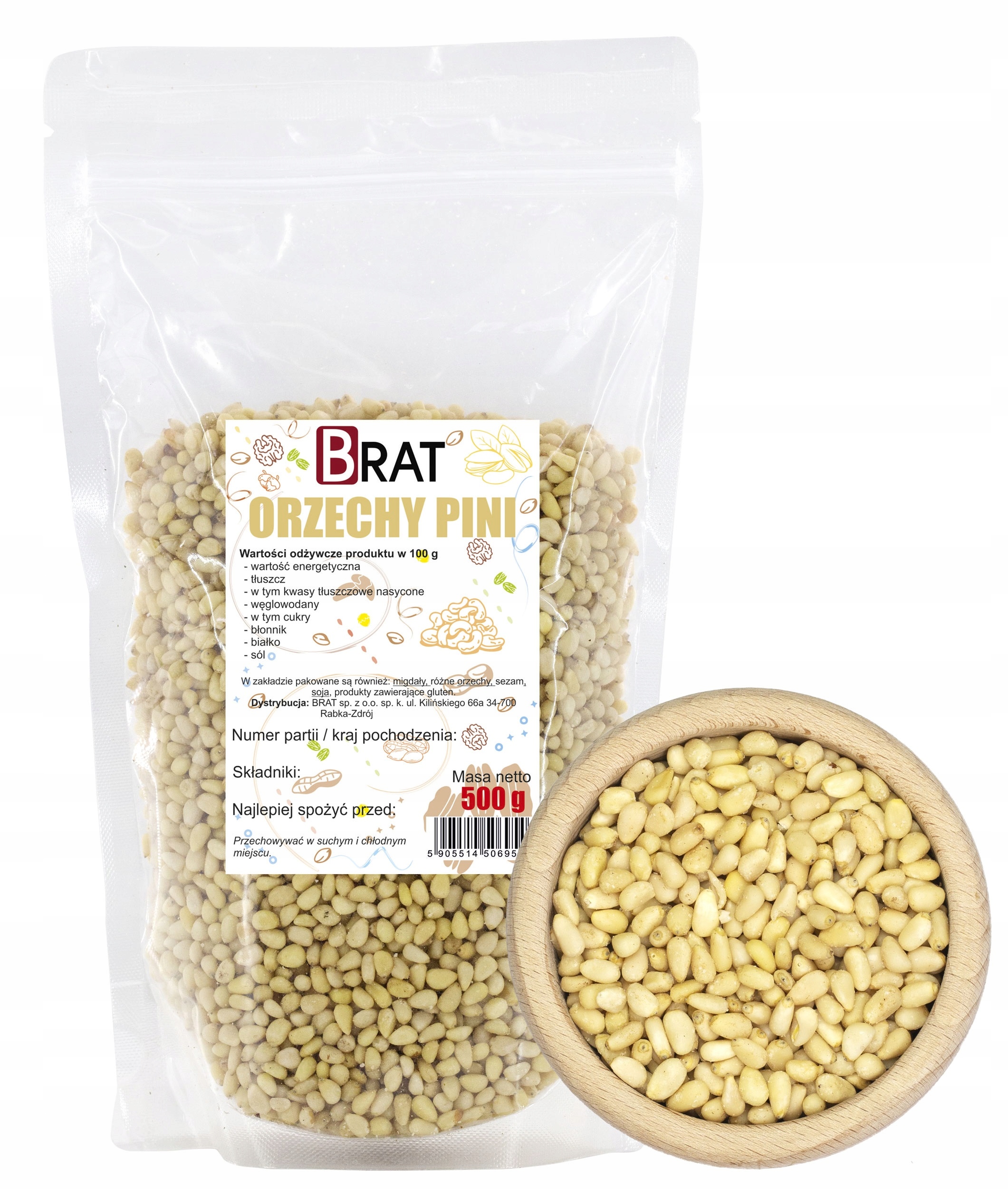 Levně Piniové Ořechy 500 g Přírodní piniové oříšky