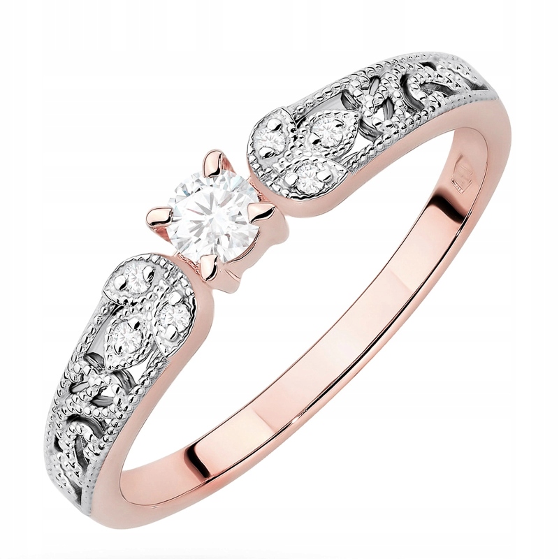 Zlatý Prstýnek pr. 585 14k Laboratorní diamanty 0,13ct