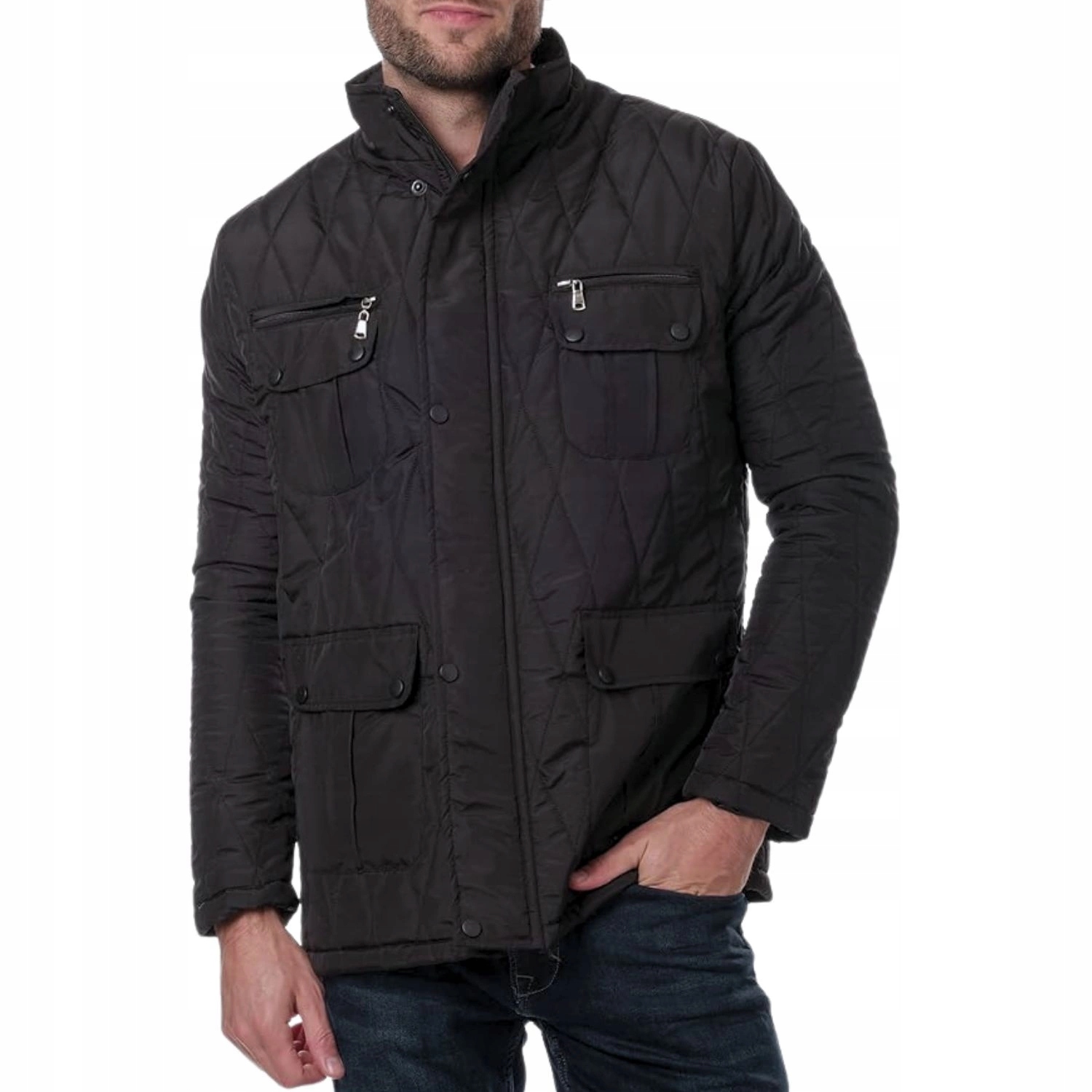 Pánská bunda Hopenlife Kenpachi černá přechodová černá bez kapuce vel. S