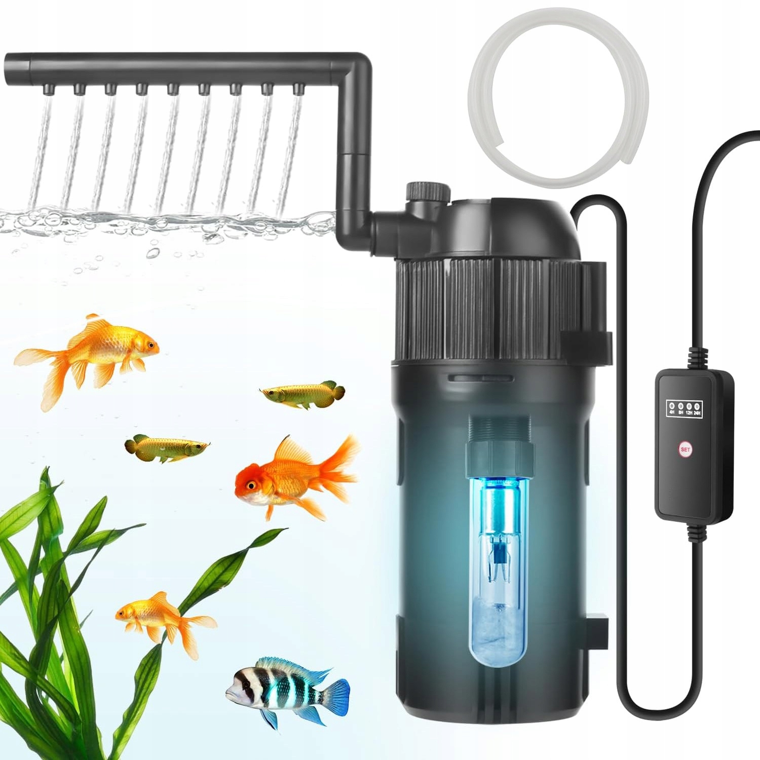 Levně Vnitřní Akvarijní Filtr S Uv Lampou 400 L H, Regulovatelný Průtok