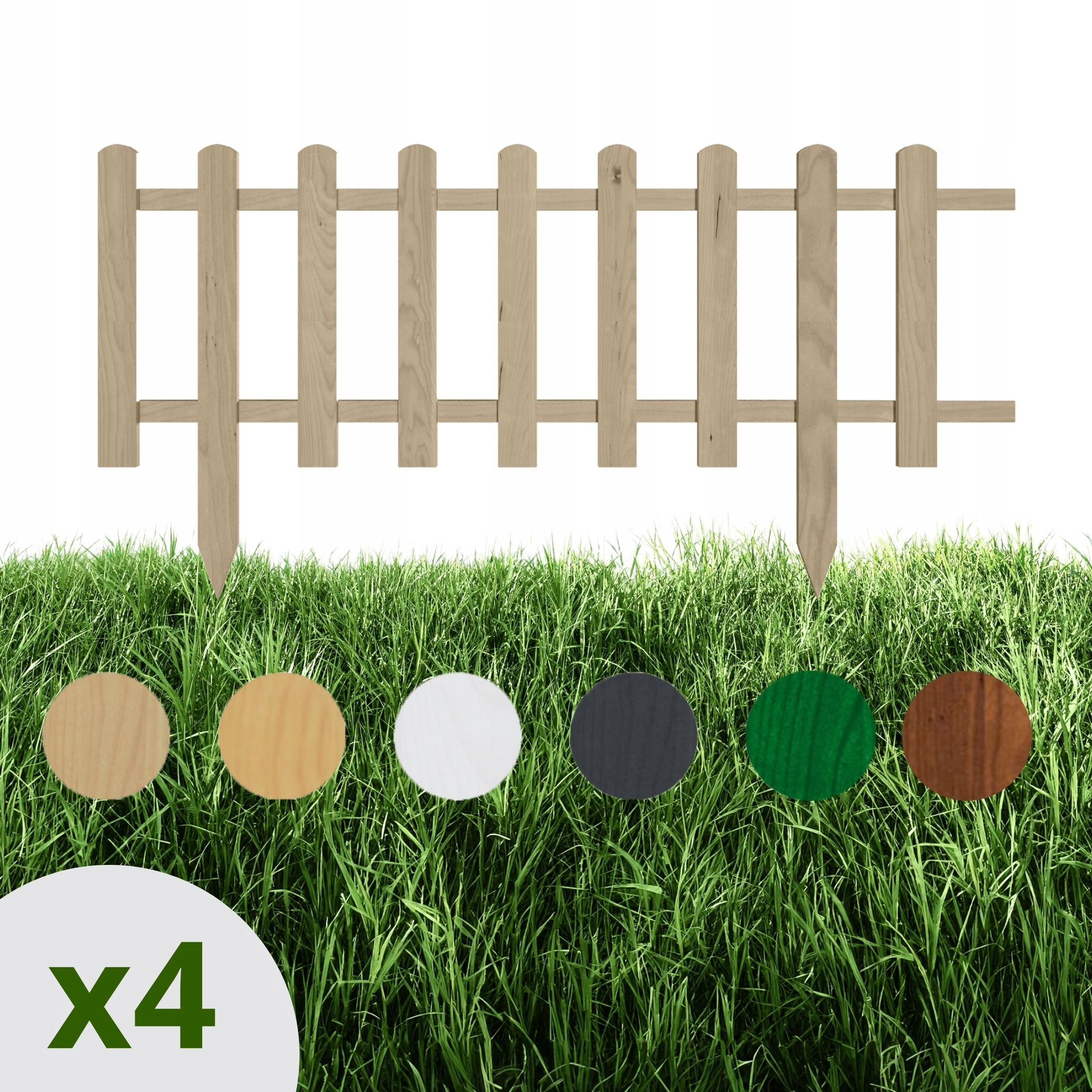 Floranica 4 Ks dřevěného zahradního plotu 100 x 30 cm, neimpregnovaný