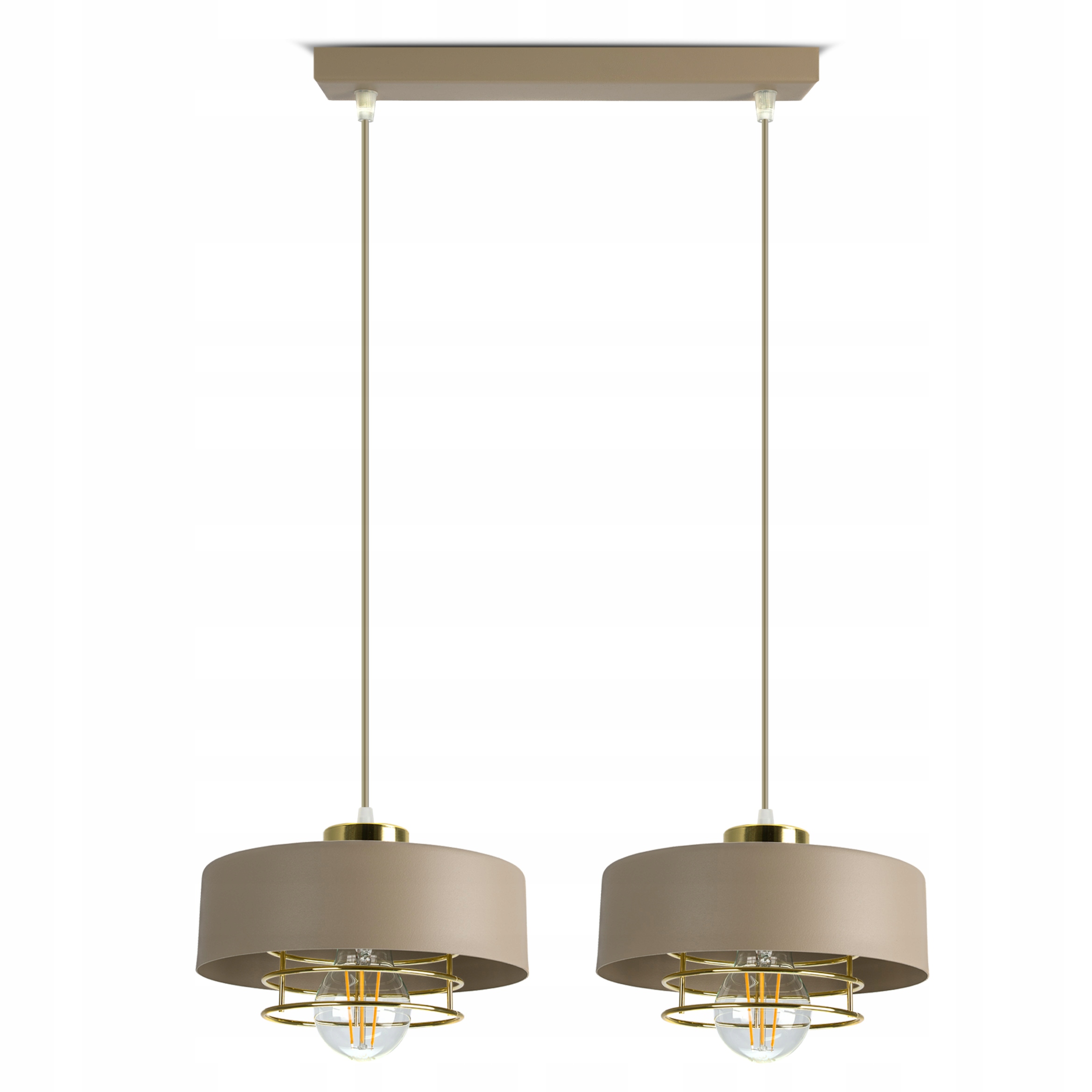 Lampa Sufitowa Wisząca Żyrandol Beżowa Ecru Złoto 2xE27 Led 760-BZ2