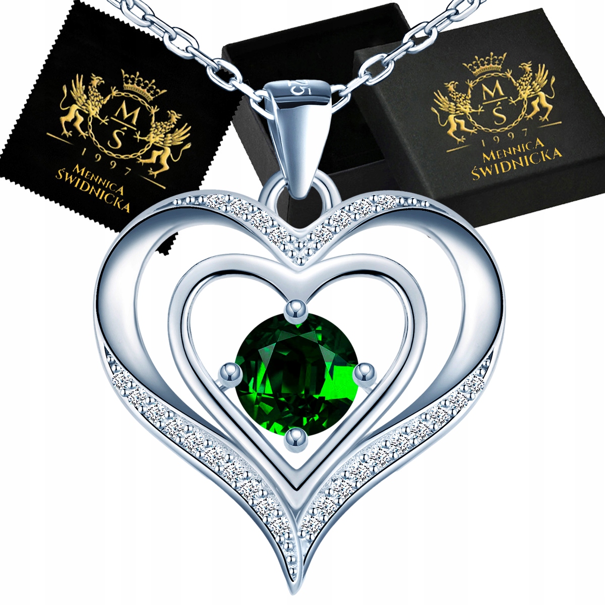 Stříbrný náhrdelník Stříbro 925 Srdce Přívěsek s přívěskem Dárek pro ženu