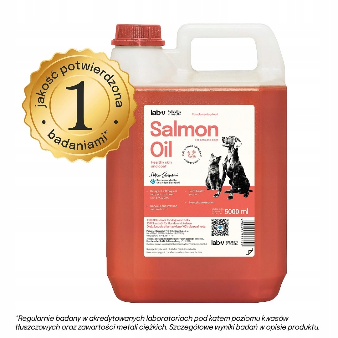 Lab-V Lososový olej 100% pro psa a kočku v každém věku 5000 ml lisovaný