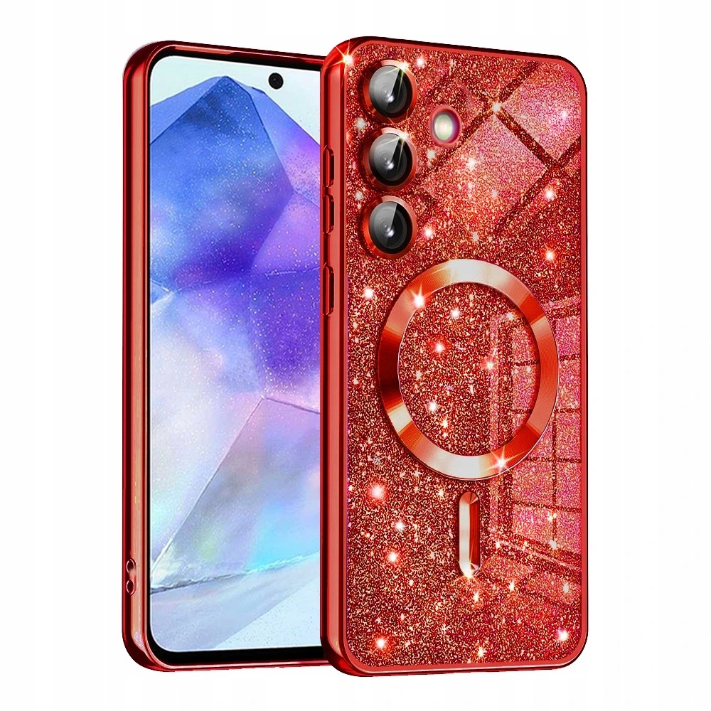 Techsuit Luxury Glitter MagSafe etui do Samsung Galaxy A55 5G – czerwone