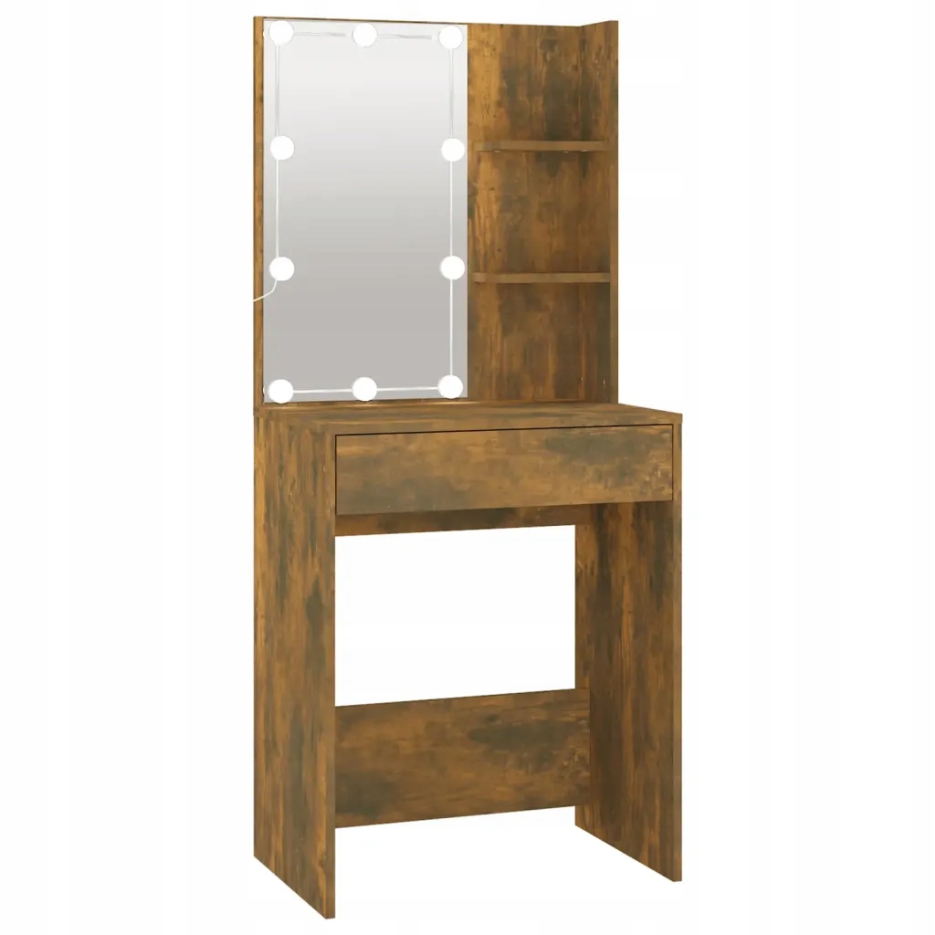 Туалетный столик со светодиодной подсветкой, дымчатый дуб, 60x40x140 см