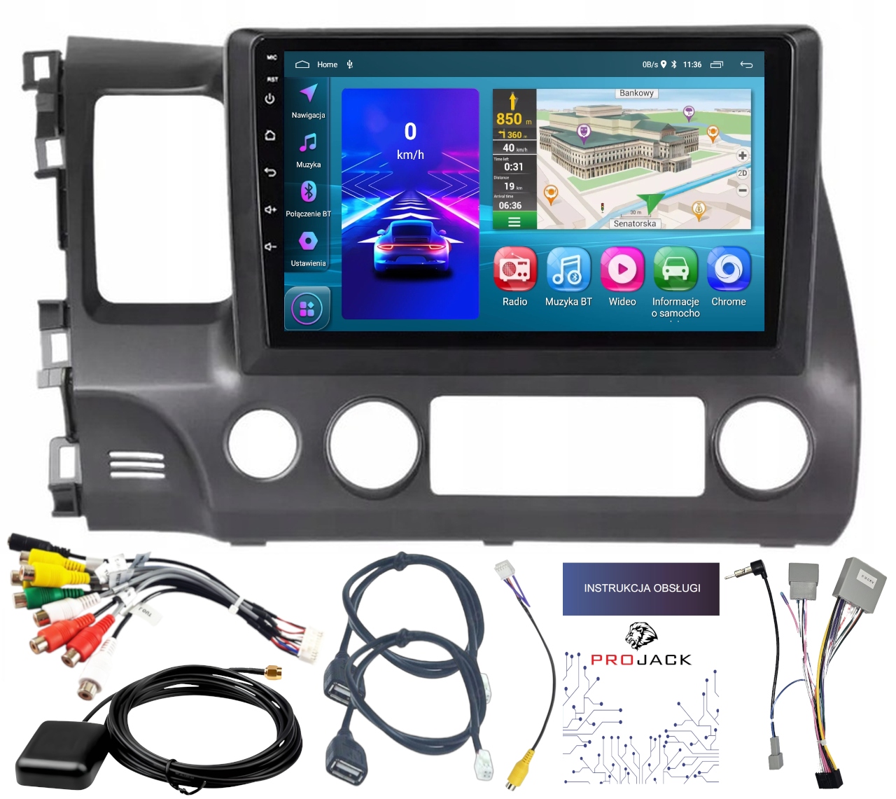 Autorádio Android Honda CIVIC 2006-2011 Carplay Wifi Bt 2GB 64GB