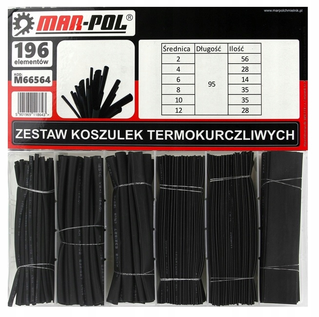 

Zestaw rurek koszulek termokurczliwych 196 sztuk
