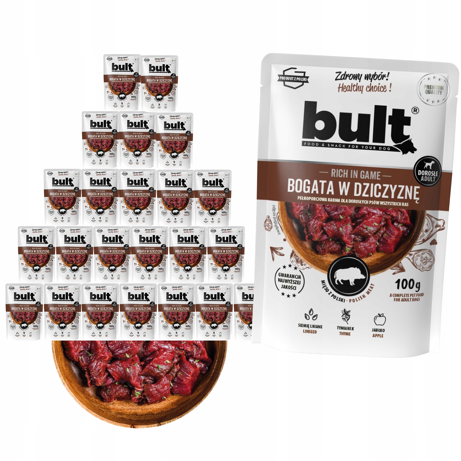 Levně Vlhké Krmivo Pro Psa Bult Sáček Mletá Bohatý Na Zvěřinu 24x100G