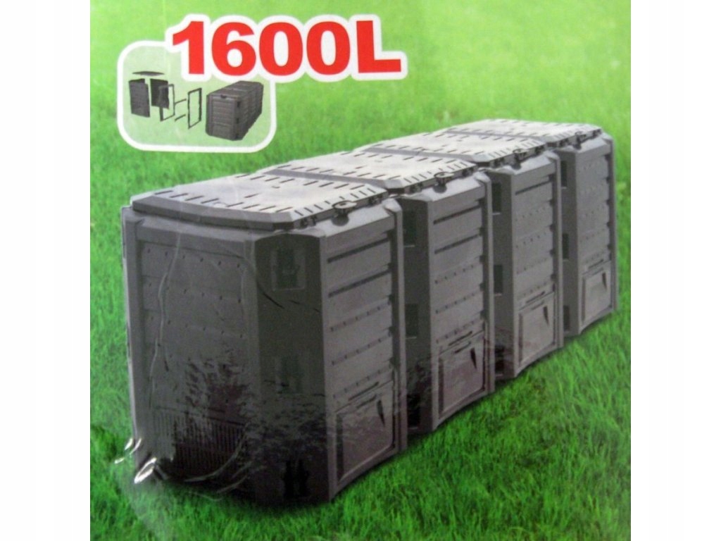Štvordielny plastový kompostér 1600l, čierny Module Compogreen IKSM1600C