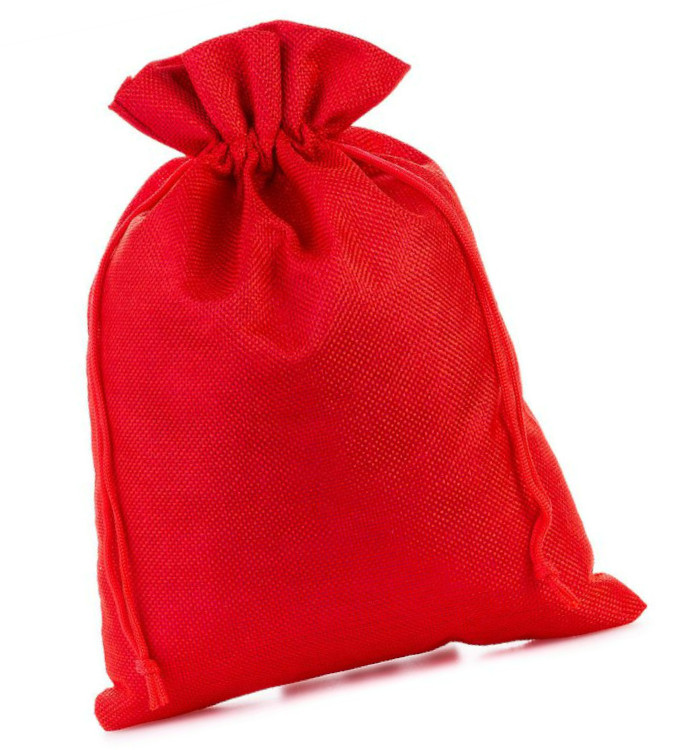 WOREK ŚWIĄTECZNY "RED" NA PREZENT CZERWONA JUTA 35x26cm