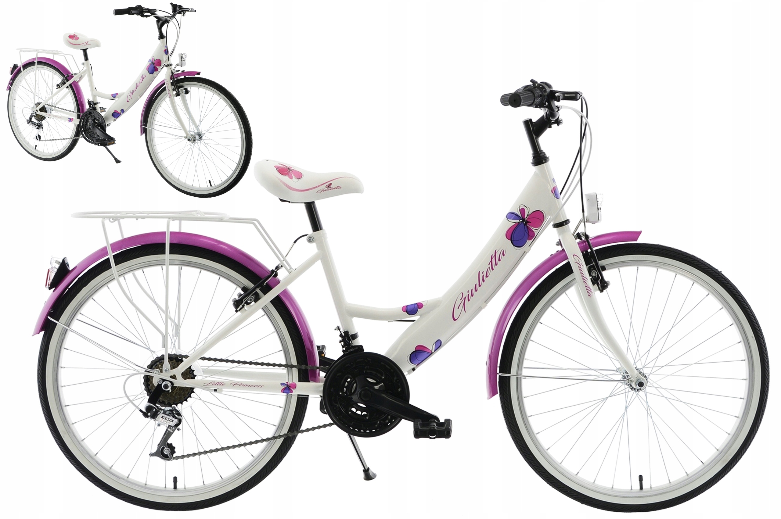 Rower dziecięcy 24" Kands Giulietta rama 14' biały różowy R26