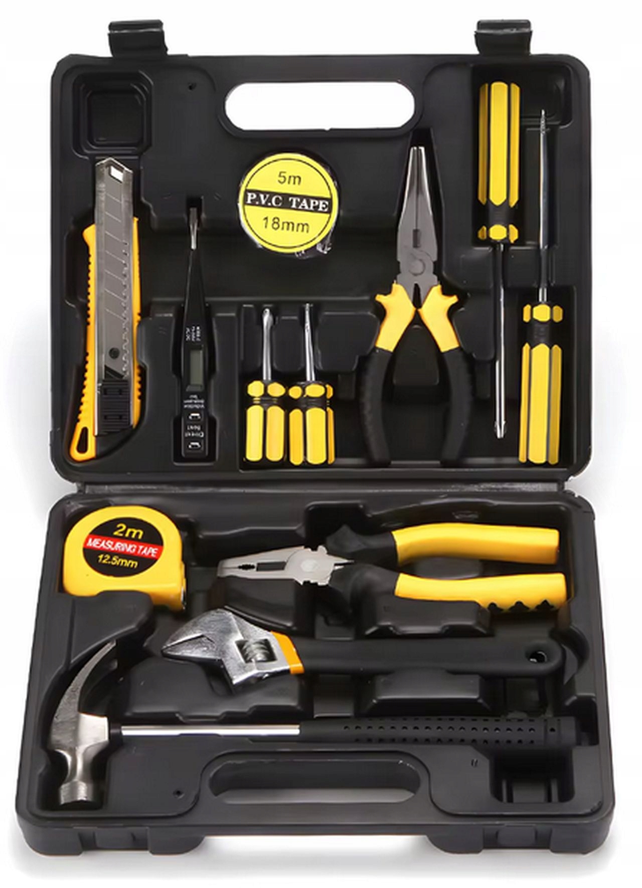 Zestaw Narzędzi 13 Elementów Młotek Miara Miernik Śrubokręty Taśma