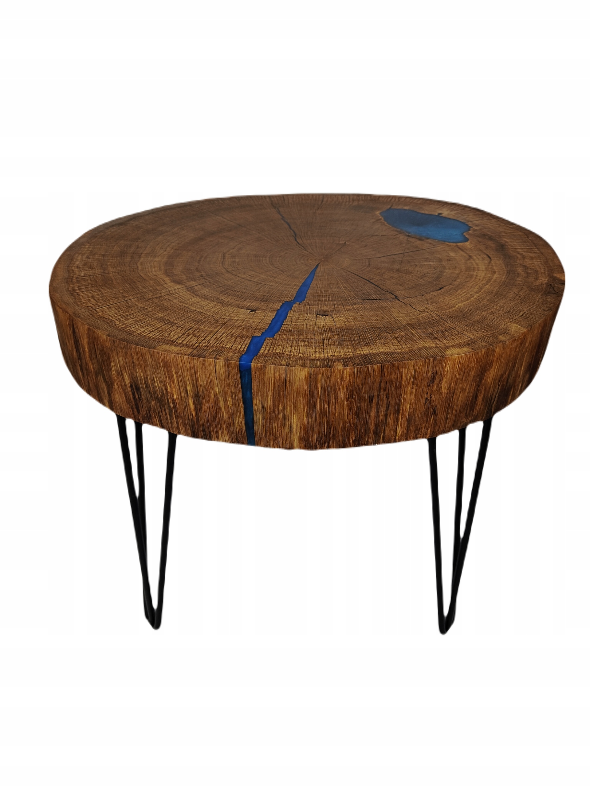 Konferenčný stolík z dreva s modrou živicou loft 60 cm