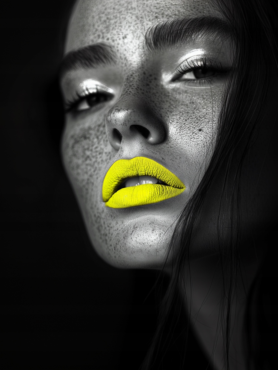Obraz Na Plátně Canvas Portrét Žena Tvář Makro Foto Neon Žlutý 75x100