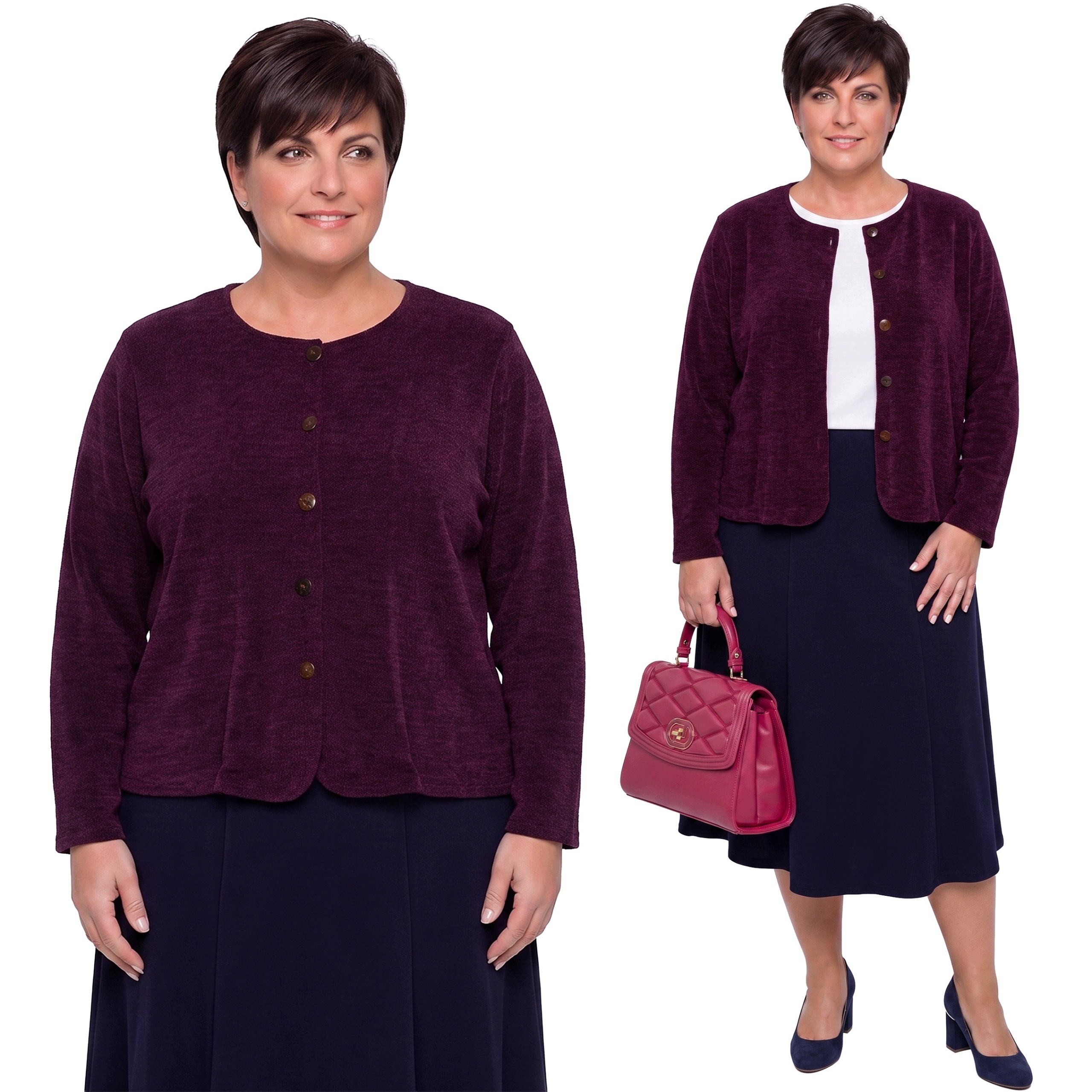 Tmavě fialový svetr plus size velikost 60/62