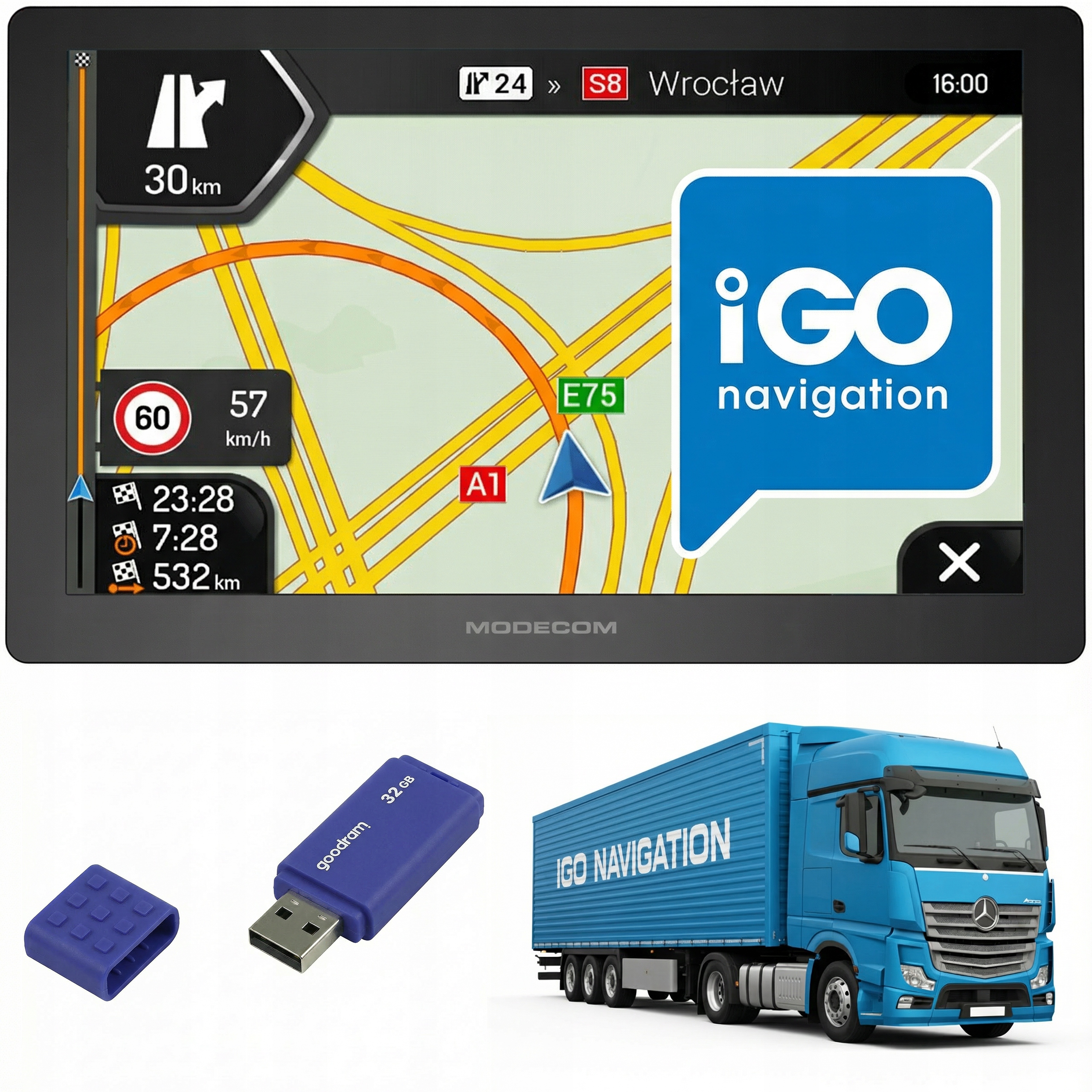 Navigácia pre nákladné vozidlá Modecom CX 7.0 iGO Primo Truck Tir Bus Databáza radarov 2026