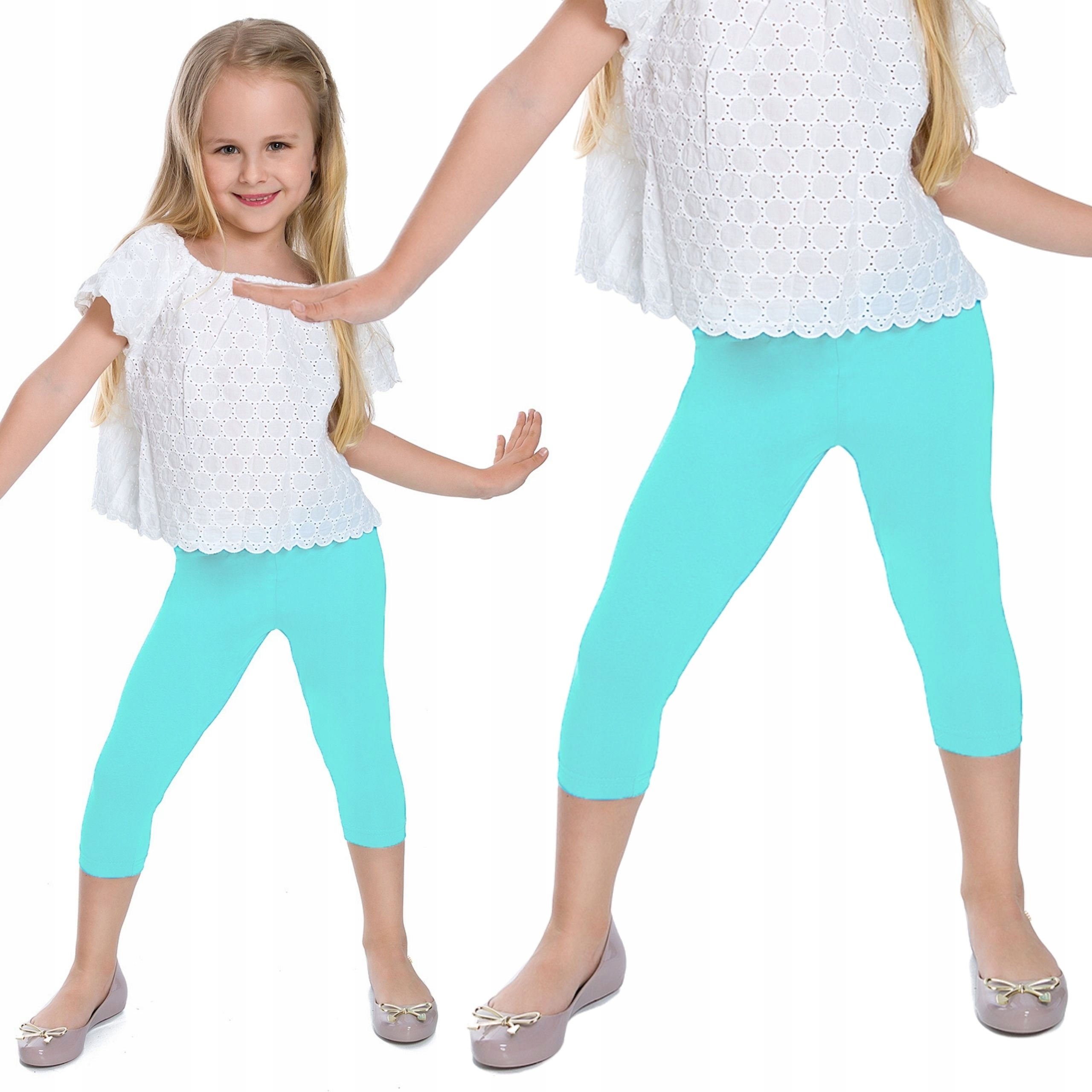 

Legginsy Dziecięce 3/4 Getry Rybaczki Miętowe 134