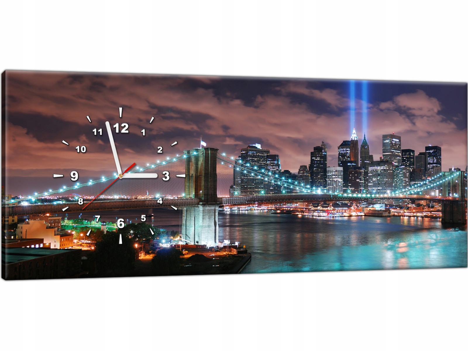 

Obraz z zegarem do biura salonu 100x40 Miasto nocą