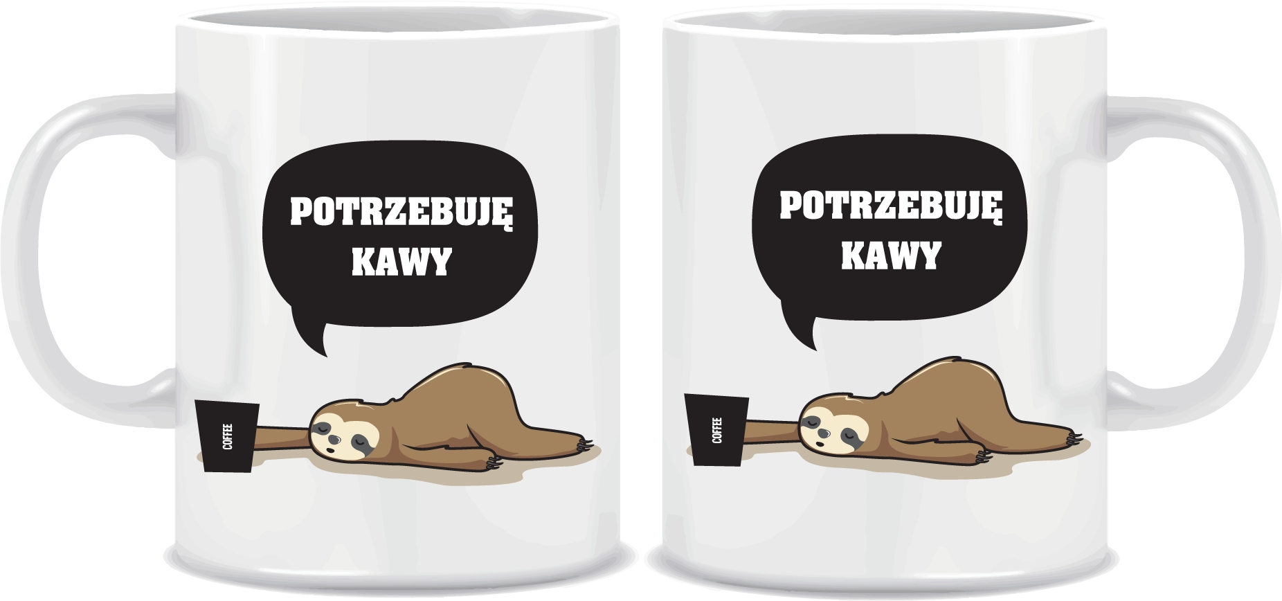 

Kubek Leniwiec Potrzebuję Kawy na prezent 330ml