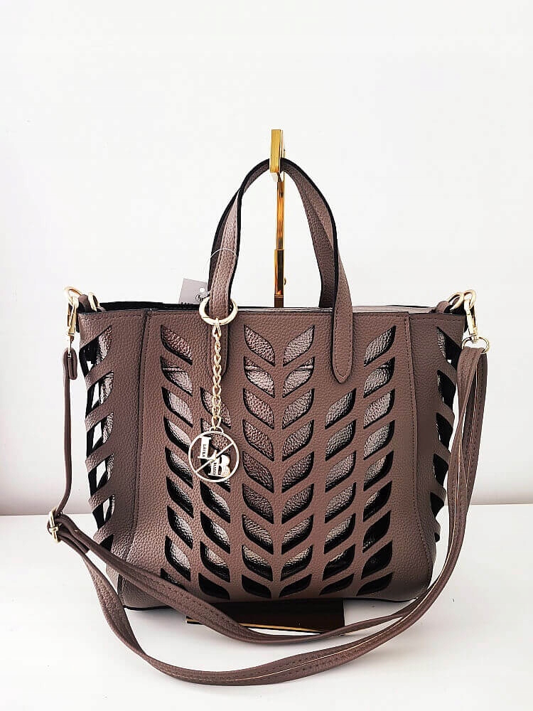 Laura Biaggi mini torebka shopperka ażurowa brązowa Marka Laura Biaggi