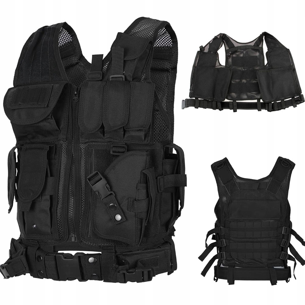 Taktická nastavitelná vesta S-xxl s bočními a ramenními popruhy