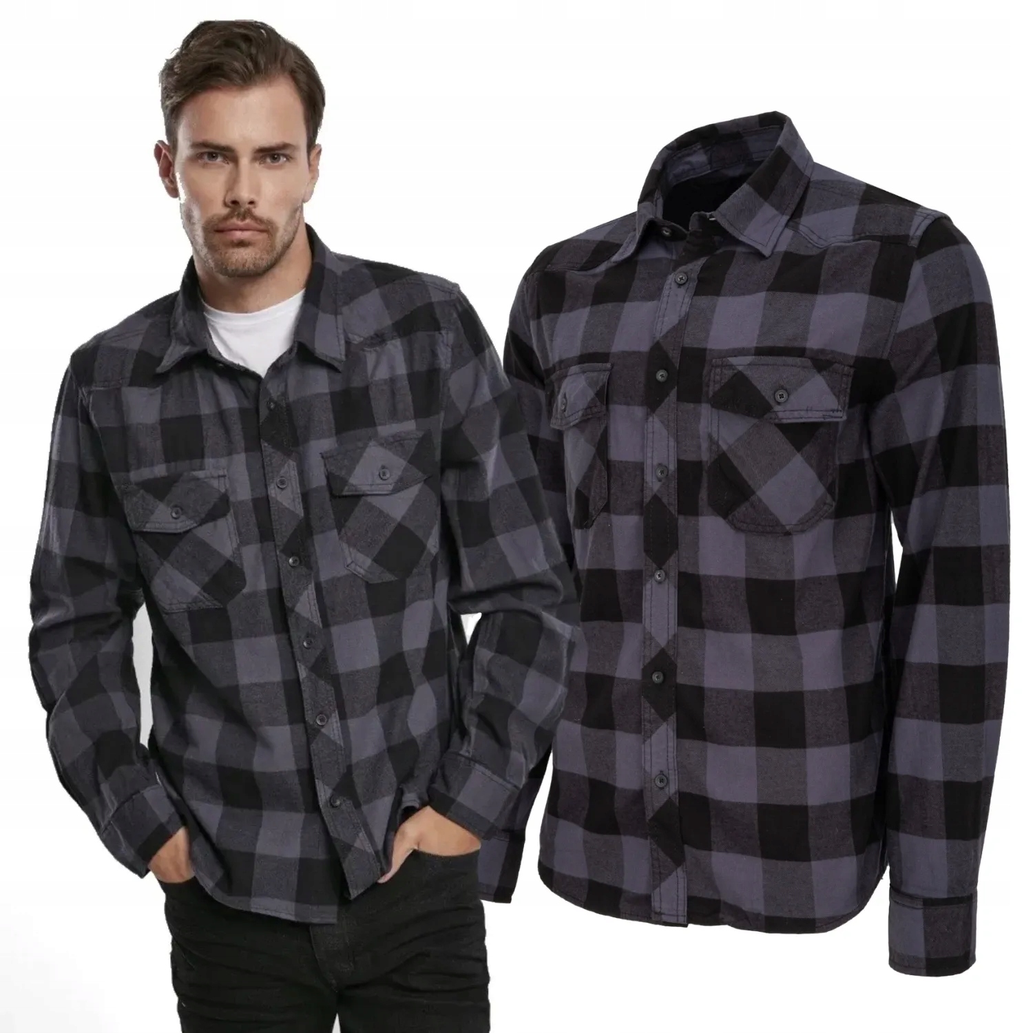 Košile s dlouhým rukávem Brandit Check Shirt Black-Grey 4XL [4XL]