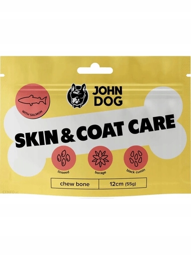 4x JohnDog Kost Skin And Coat Care s lososem 12 cm
