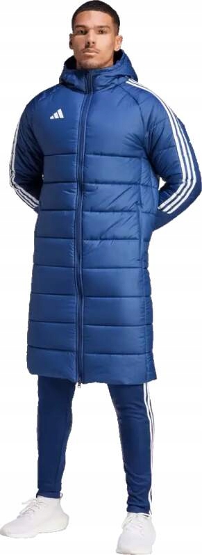 Męska kurtka zimowa z kapturem Adidas Tiro 24 Long Coat niebieska