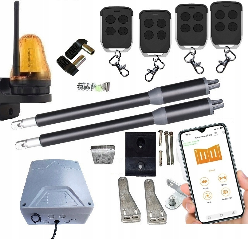 Automat Napęd Bramy Dwuskrzydłowej Home PowerMax 4 Piloty Lampa WiFi Smart