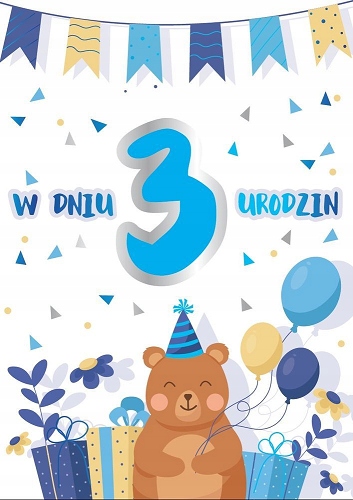 

Kartka z życzeniami na trzecie urodziny PR322