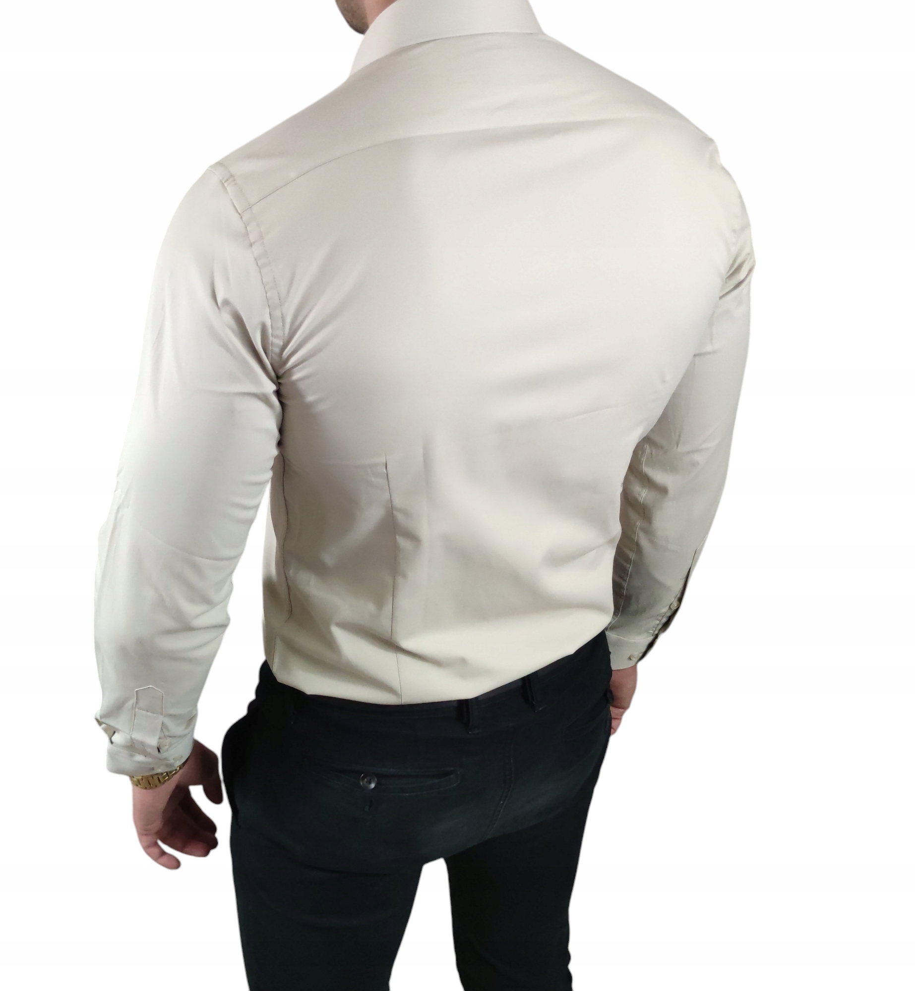 Klasická slim fit košile světle béžová elegantní výška 175-182 cm ESP06 X