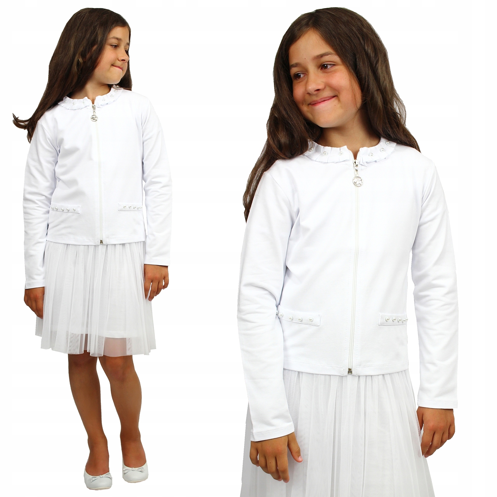 ŻAKIET Elegancki ROZPINANY Perełki KOMUNIA IIGAT 164