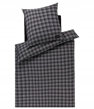 Pościel flanelowa Joop! Soft Checks 45000-09 Anthrazite 155x200+1*80x80