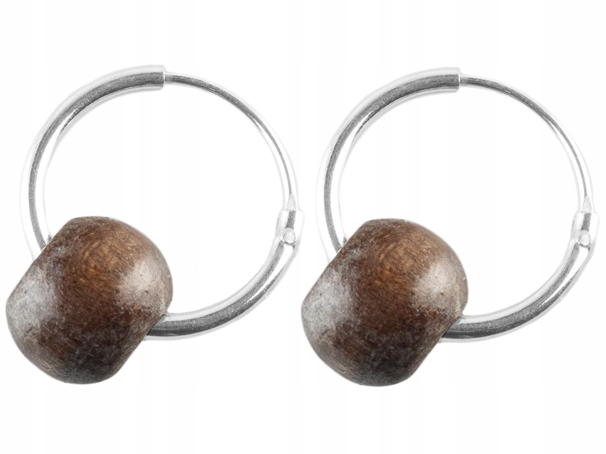 

Versil kolczyki koła kółka 12 mm drewno srebro 925