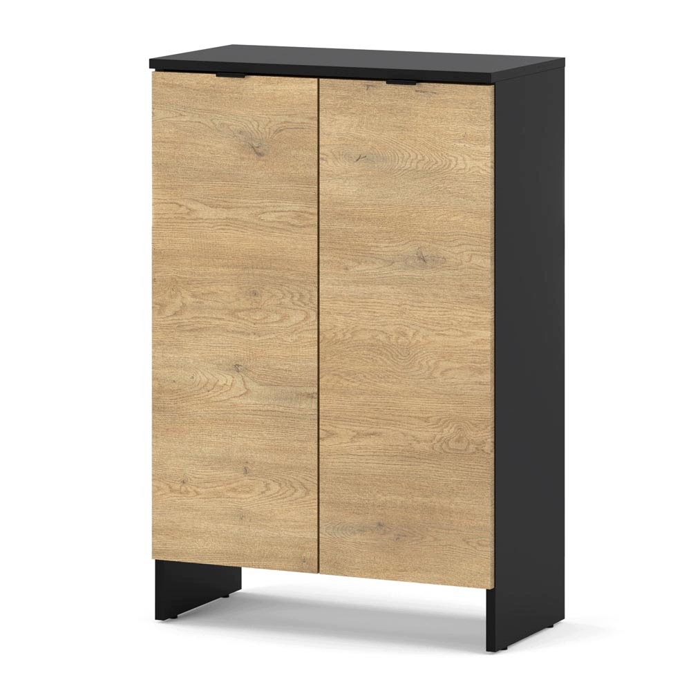 Komoda Čierna Dub Cremona 60 CM 2 Dvere Moderná Skrinka Do Obývacej Izby A Spálne