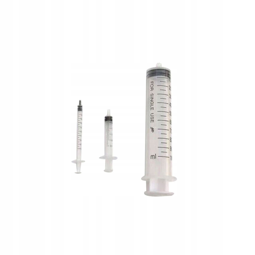 9 SZT. STRZYKAWEK PLASTIKOWYCH Z IGŁĄ 1ML, 2ML, 10ML