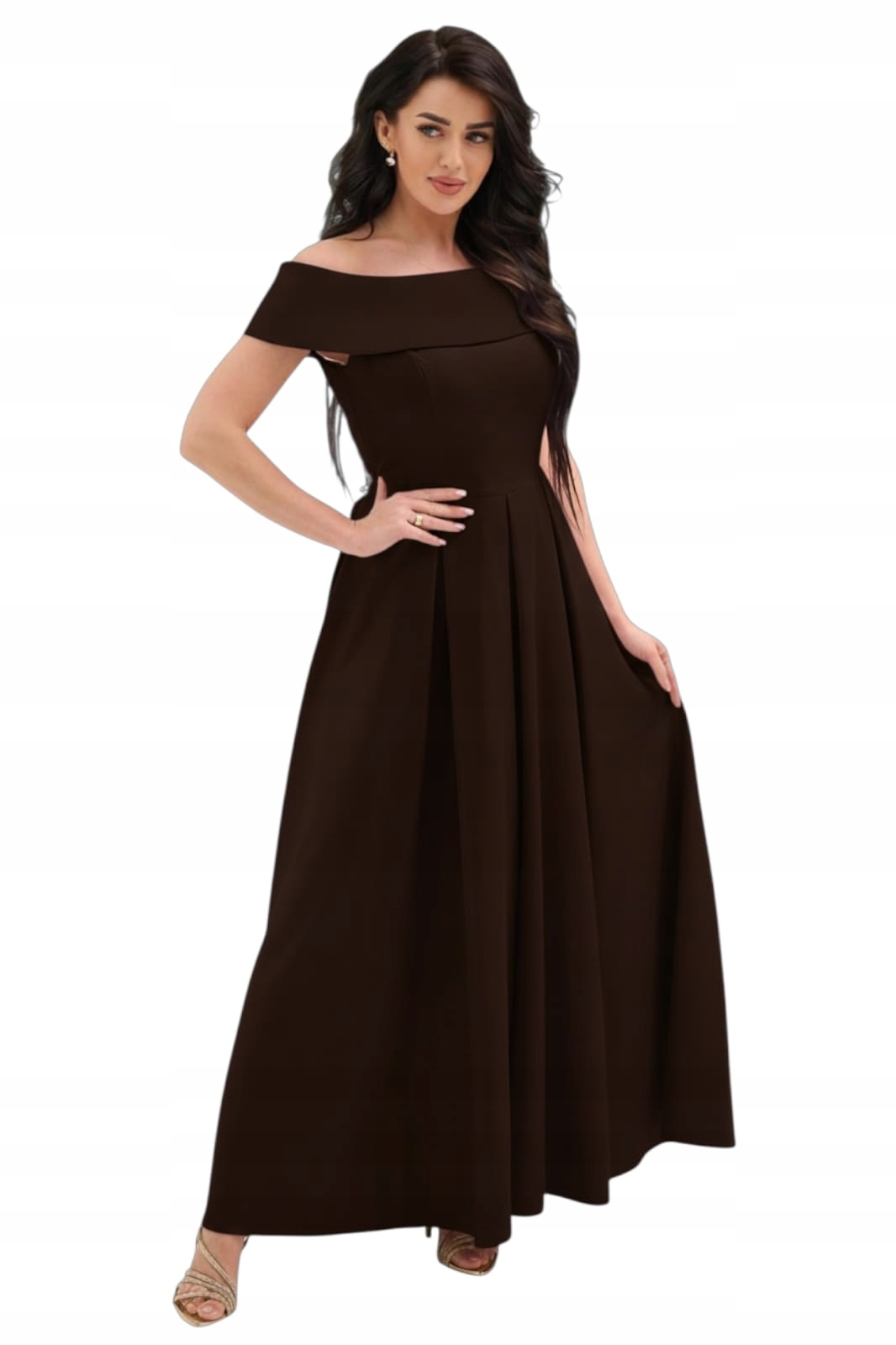 Dlouhá šaty sukně, španělská, Plus size, velikost 50, čokoládová