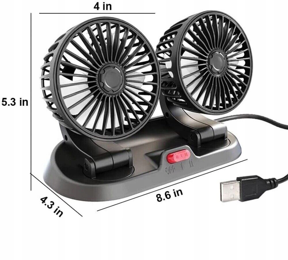 WENTYLATOR WIATRAK OBROTOWY SAMOCHODOWY USB PODWÓJNY WIATRAK DMUCHAWA Producent inny