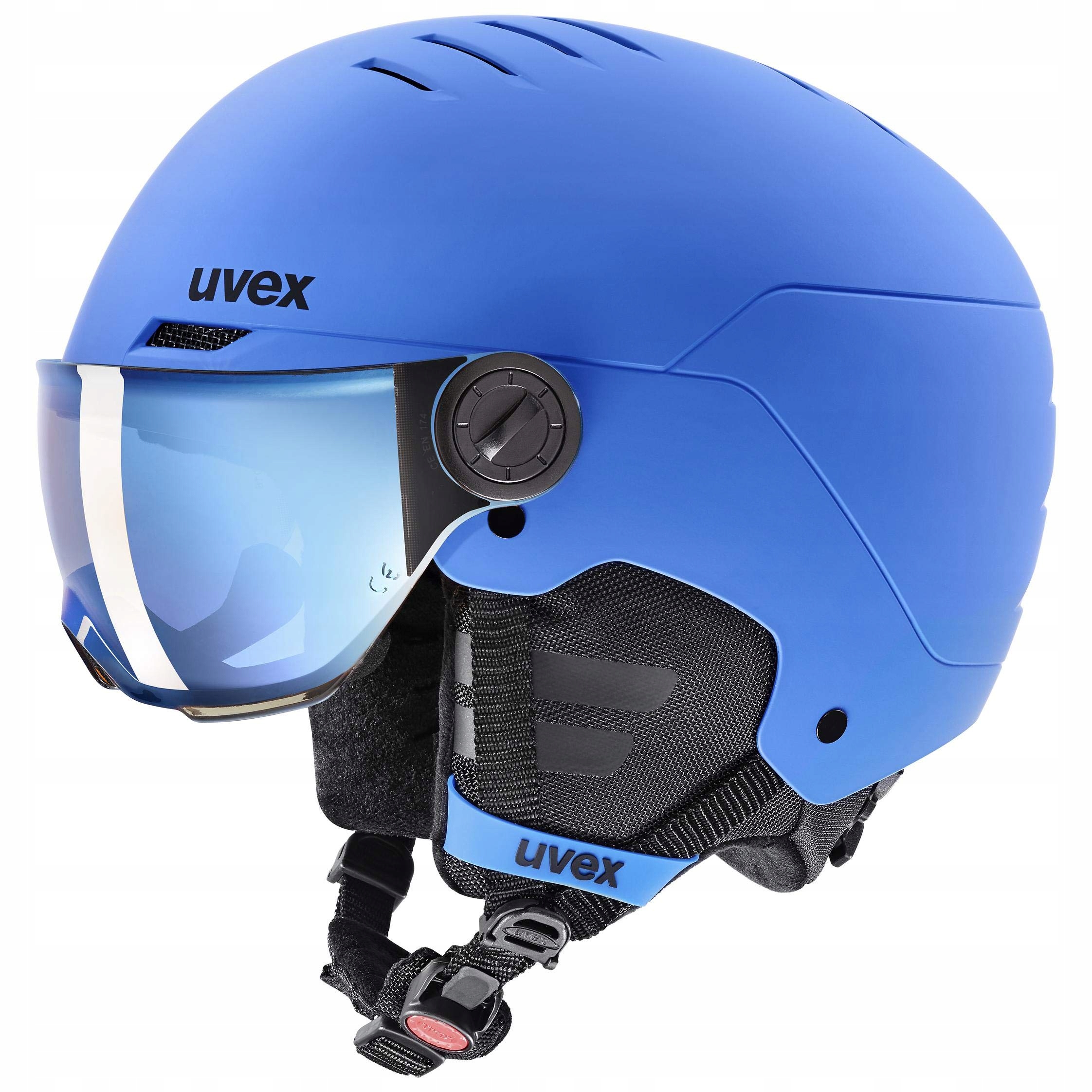 Kask narciarski Uvex Rocket junior jr visior Szyba S2 Blue-Mat M 54-58 cm