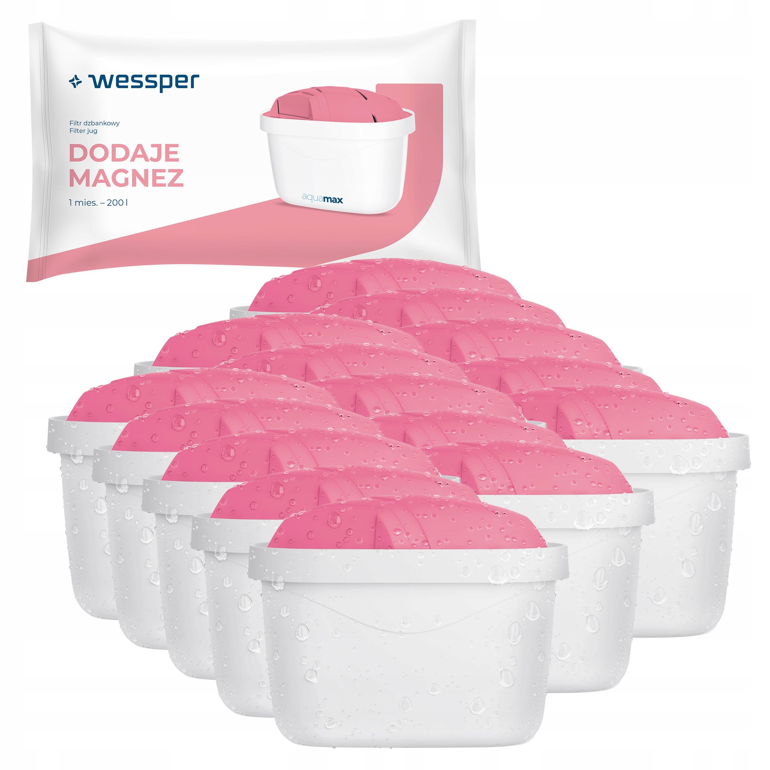 Filtr do wody Wessper aquamax Mg+ do dzbanek filtrujący szklany 15 szt