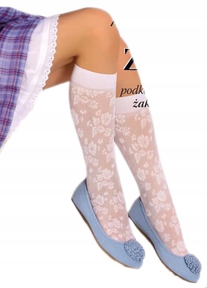 

Funpol Białe Żakardowe Podkolanówki One Size 2PARY