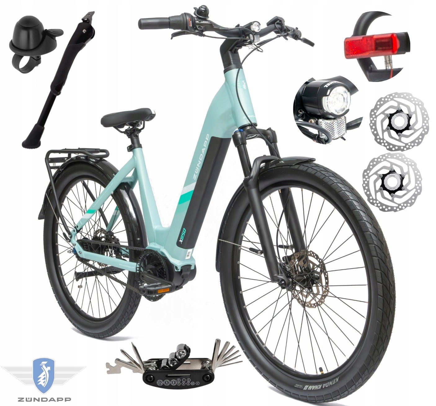 ZÜNDAPP Rower elektryczny X850, pasek napędowy Gates Carbon. (pastelowa zieleń)