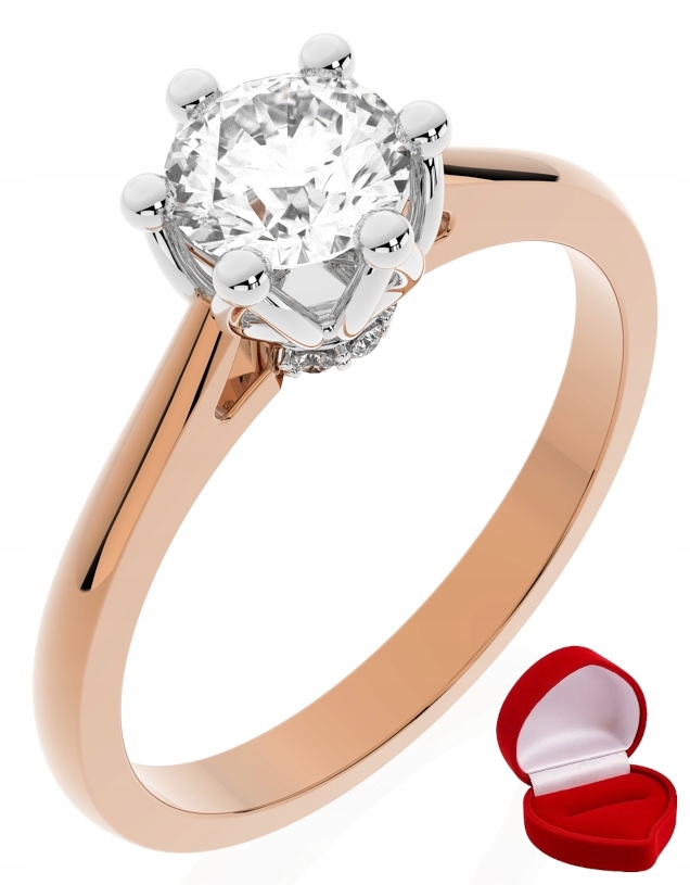 Zlatý Prstýnek 585 14k Safír 0,50 ct Růžové Zlato R0