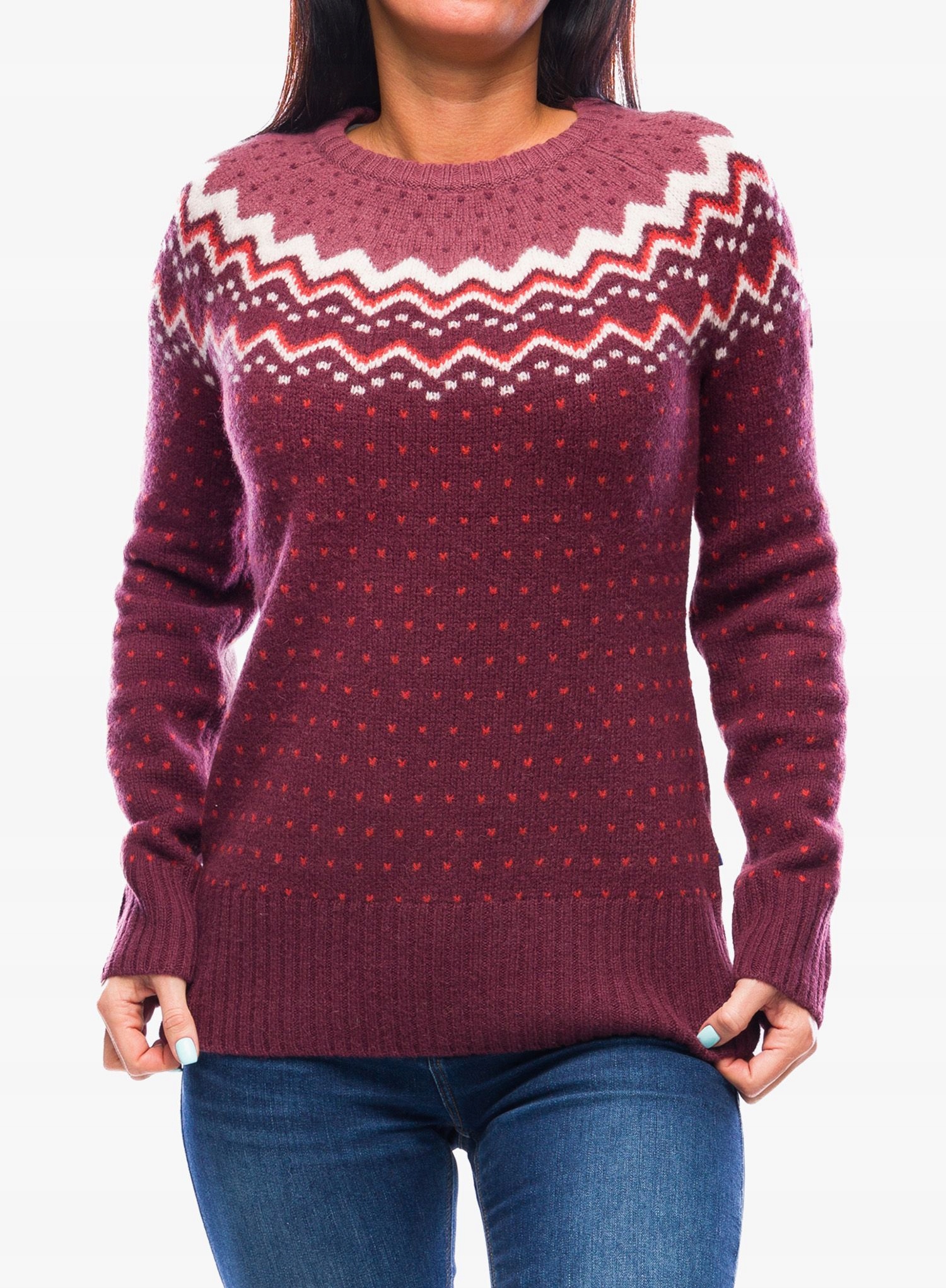 Dámský svetr Fjallraven Ovik Knit Sweater dark garnet M